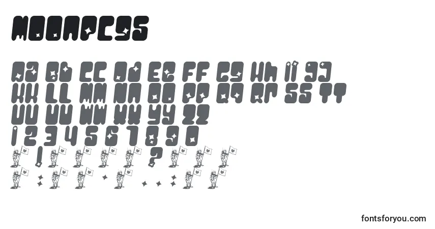 Schriftart Moonpcgs – Alphabet, Zahlen, spezielle Symbole