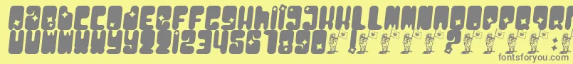 Moonpcgs-fontti – harmaat kirjasimet keltaisella taustalla