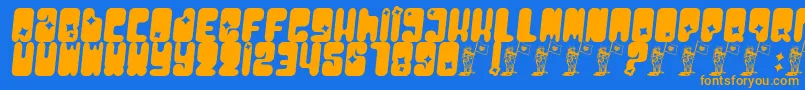 Moonpcgs Font – Orange Fonts on Blue Background
