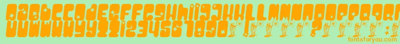 Moonpcgs-fontti – oranssit fontit vihreällä taustalla