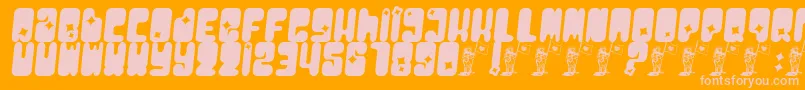 Moonpcgs-fontti – vaaleanpunaiset fontit oranssilla taustalla