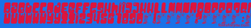 Moonpcgs-fontti – punaiset fontit sinisellä taustalla