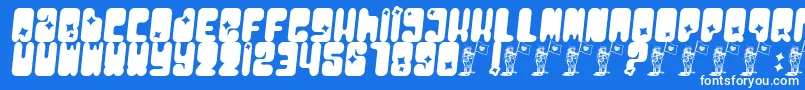 Moonpcgs-Schriftart – Weiße Schriften auf blauem Hintergrund