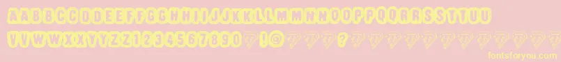 TruffleShuffle-Schriftart – Gelbe Schriften auf rosa Hintergrund