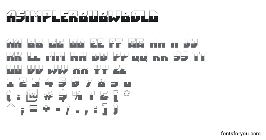 Czcionka ASimplerbubwBold – alfabet, cyfry, specjalne znaki