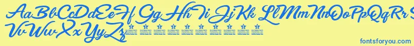 EyesWideOpenPersonalUse Font – Blue Fonts on Yellow Background