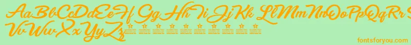 EyesWideOpenPersonalUse Font – Orange Fonts on Green Background