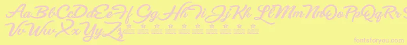 EyesWideOpenPersonalUse-Schriftart – Rosa Schriften auf gelbem Hintergrund