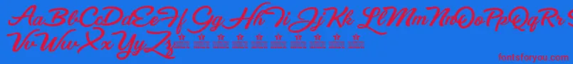 フォントEyesWideOpenPersonalUse – 赤い文字の青い背景