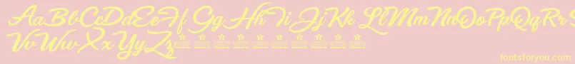 EyesWideOpenPersonalUse-Schriftart – Gelbe Schriften auf rosa Hintergrund