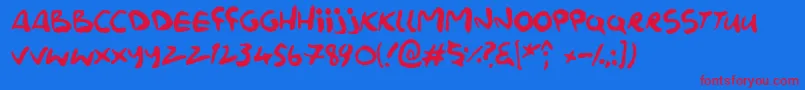 Czcionka Splatink – czerwone czcionki na niebieskim tle