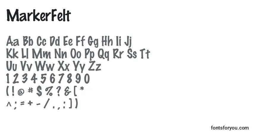 Czcionka MarkerFelt – alfabet, cyfry, specjalne znaki