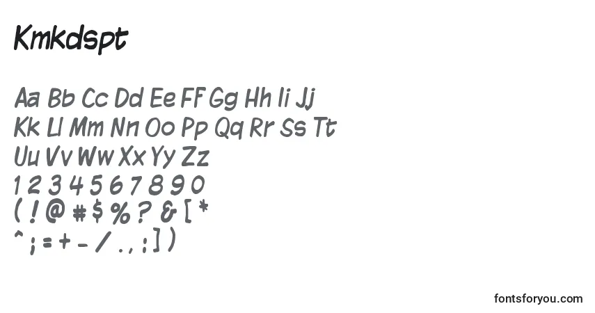 A fonte Kmkdspt – alfabeto, números, caracteres especiais