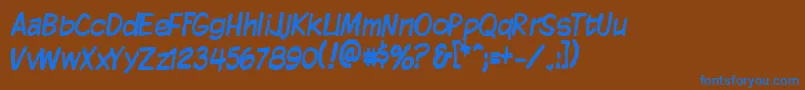 Kmkdspt Font – Blue Fonts on Brown Background