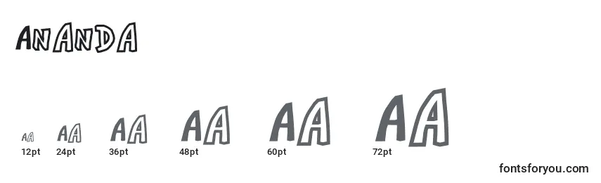 Ananda Font Sizes