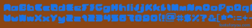 Stranger-Schriftart – Blaue Schriften auf braunem Hintergrund