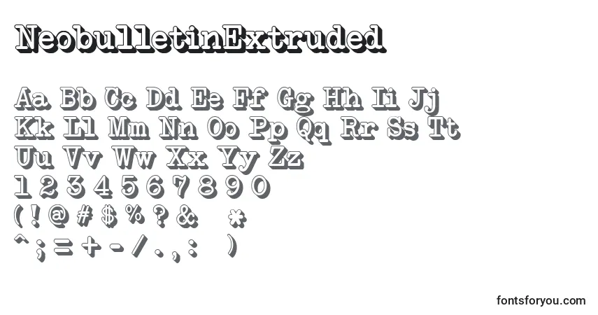 Шрифт NeobulletinExtruded (33293) – алфавит, цифры, специальные символы