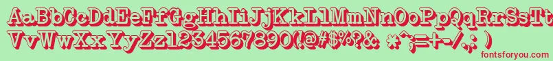 NeobulletinExtruded Font – Red Fonts on Green Background