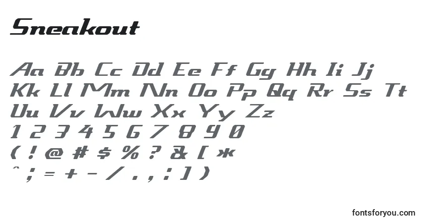A fonte Sneakout – alfabeto, números, caracteres especiais