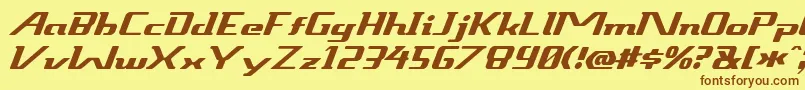 フォントSneakout – 茶色の文字が黄色の背景にあります。