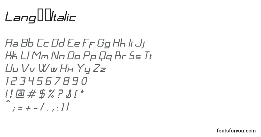 LangГіItalic font – alphabet, numbers, special characters