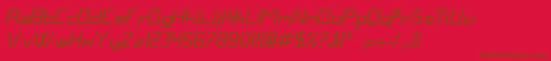 LangГіItalic-Schriftart – Braune Schriften auf rotem Hintergrund