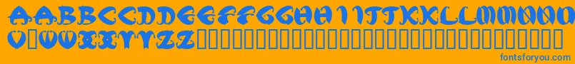 MstkElegbold1-Schriftart – Blaue Schriften auf orangefarbenem Hintergrund