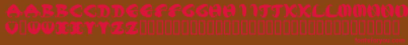 フォントMstkElegbold1 – 赤い文字が茶色の背景にあります。