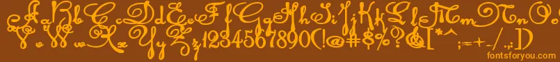 Rhalinabexp-Schriftart – Orangefarbene Schriften auf braunem Hintergrund