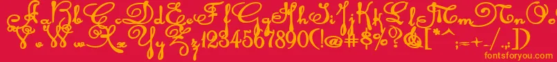 フォントRhalinabexp – 赤い背景にオレンジの文字