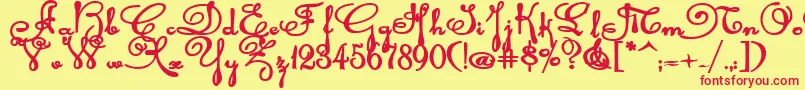 Rhalinabexp Font – Red Fonts on Yellow Background
