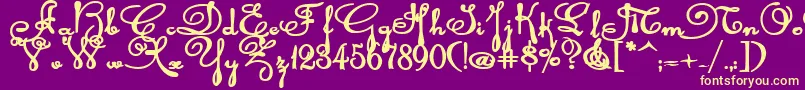 Rhalinabexp Font – Yellow Fonts on Purple Background