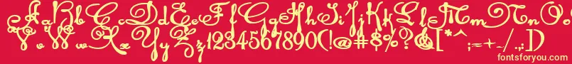 Rhalinabexp-Schriftart – Gelbe Schriften auf rotem Hintergrund