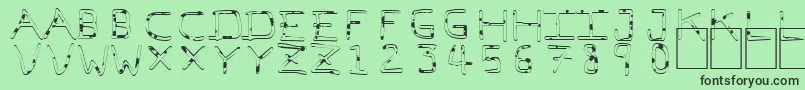 フォントPfVeryverybadfont7Liquid – 緑の背景に黒い文字