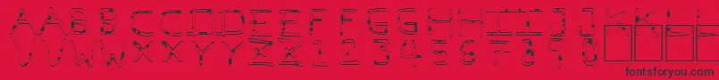 フォントPfVeryverybadfont7Liquid – 赤い背景に黒い文字