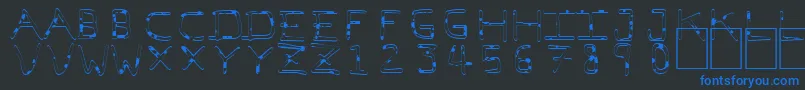 フォントPfVeryverybadfont7Liquid – 黒い背景に青い文字