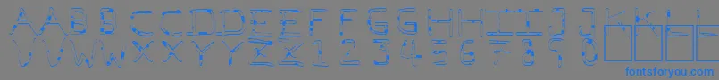 PfVeryverybadfont7Liquid-Schriftart – Blaue Schriften auf grauem Hintergrund