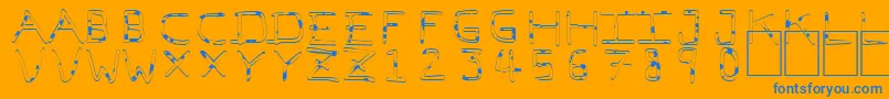 PfVeryverybadfont7Liquid-fontti – siniset fontit oranssilla taustalla