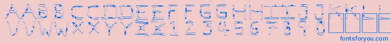 PfVeryverybadfont7Liquid-fontti – siniset fontit vaaleanpunaisella taustalla