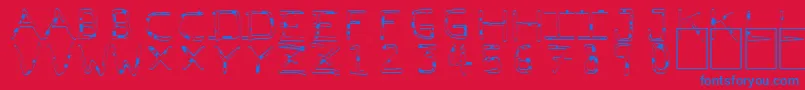 フォントPfVeryverybadfont7Liquid – 赤い背景に青い文字