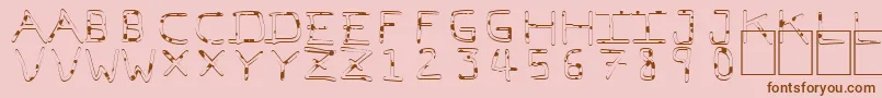 フォントPfVeryverybadfont7Liquid – ピンクの背景に茶色のフォント
