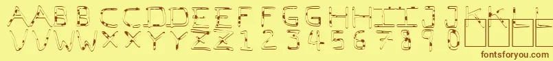 PfVeryverybadfont7Liquid-fontti – ruskeat fontit keltaisella taustalla