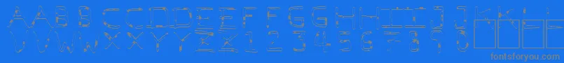 PfVeryverybadfont7Liquid-fontti – harmaat kirjasimet sinisellä taustalla