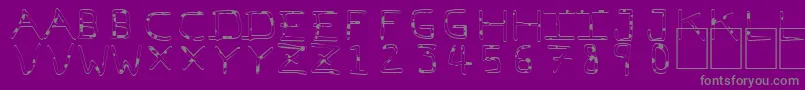 PfVeryverybadfont7Liquid-fontti – harmaat kirjasimet violetilla taustalla