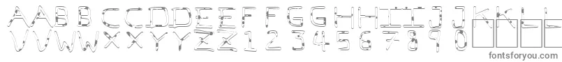 PfVeryverybadfont7Liquid-fontti – harmaat kirjasimet valkoisella taustalla