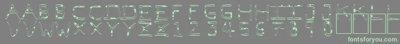 フォントPfVeryverybadfont7Liquid – 灰色の背景に緑のフォント
