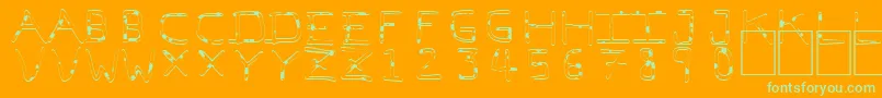 PfVeryverybadfont7Liquid-fontti – vihreät fontit oranssilla taustalla