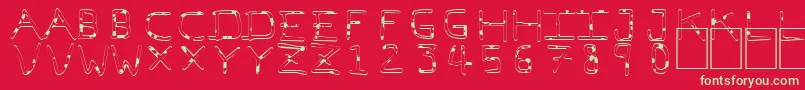 フォントPfVeryverybadfont7Liquid – 赤い背景に緑の文字