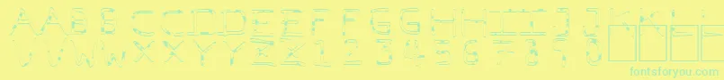 PfVeryverybadfont7Liquid-Schriftart – Grüne Schriften auf gelbem Hintergrund
