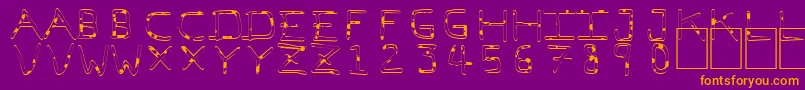 PfVeryverybadfont7Liquid-Schriftart – Orangefarbene Schriften auf violettem Hintergrund